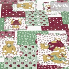 Wachstuch Teddybr grn-rot M 100 cm x 140 cm