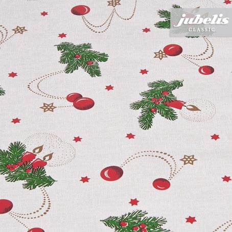 Wachstuch Weihnachten beige M 140 cm Durchmesser rund