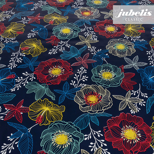 Wachstuch Future Flowers blau P 160 cm x 140 cm Bauerntisch