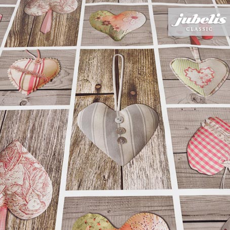 Wachstuch Country Hearts II 240 cm x 140 cm fr Biertische (auf Wunsch geteilt = 2 Decken)